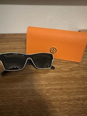 Tory Burch Black Sunglasses with Orange Logo Case